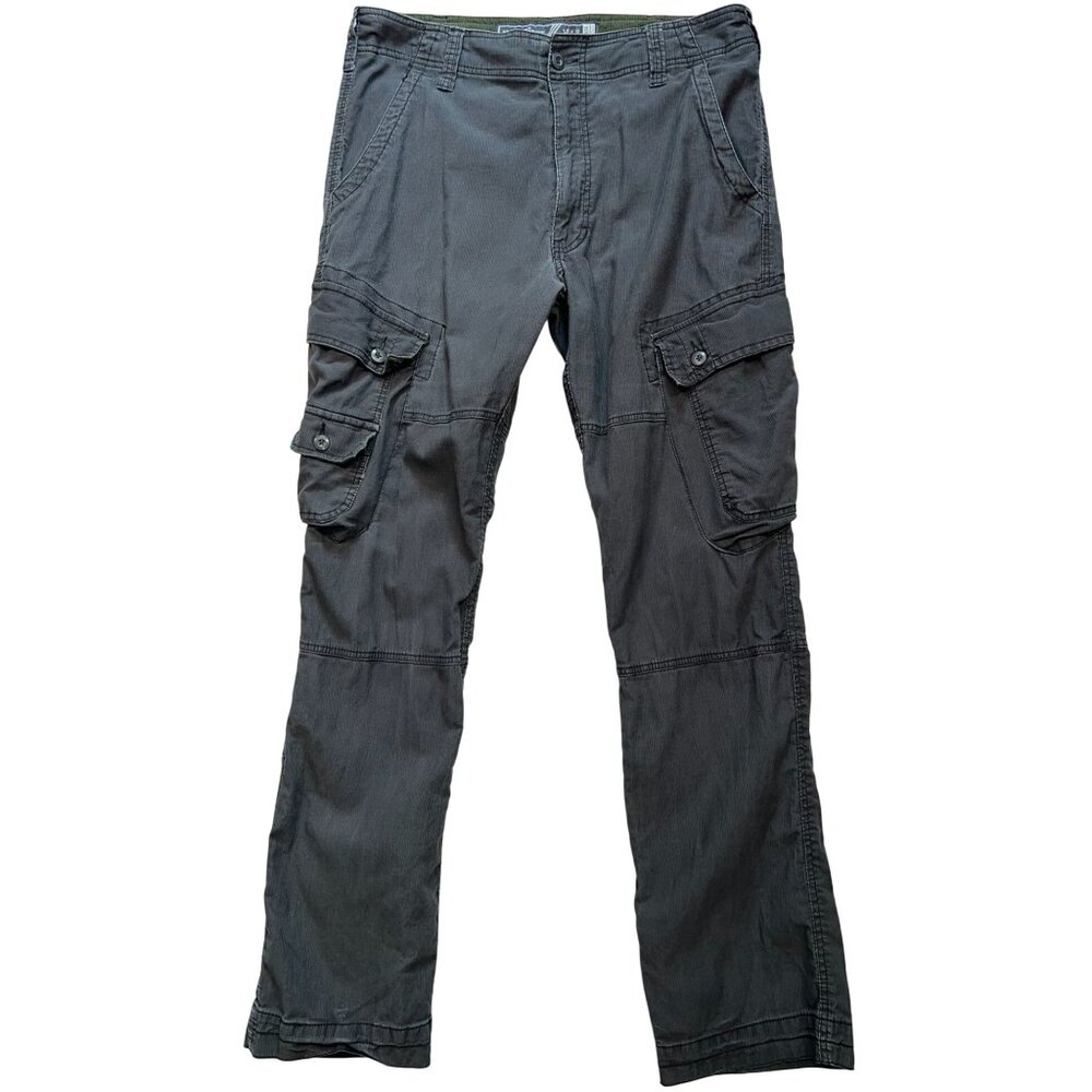 Wearfirst Men's Tapered Leg Cargo Pants Stretch Sz 36x34 Dark Gray Solid Pockets